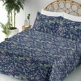 thumbnail image 3 of Ambesonne Vintage Fitted & Flat Sheet with Shams 4 Pcs Set, Mint Leaves Flowers Plot, King, Peacock Green Navy Blue, 3 of 5