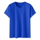 thumbnail image 4 of Blusas Umfun para mujer, cuello redondo liso, manga corta, blusa informal versátil, azul, talla 3XL, 4 of 4