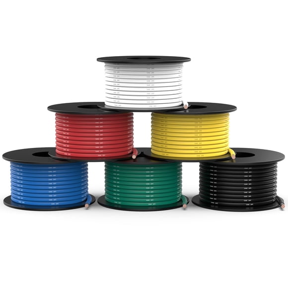 Cable trenzado NAOEVO, calibre 16, 36 m, 6 colores, 6 bobinas, 200 °C