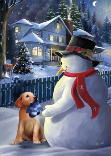 Snowboarding Snowmen Dog and Cat  DR Laird Box of 18 Christmas Cards 