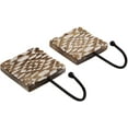 thumbnail image 6 of Set of 2 Decorative Wooden & Cast Iron Vintage Rustic Coat Hanger Wall Mounted Jacket Robe Towel Door Hook Rack Holder Rail For Hallway Living Room Entryway Bathroom Bedroom Home Decor Accents, 6 of 7