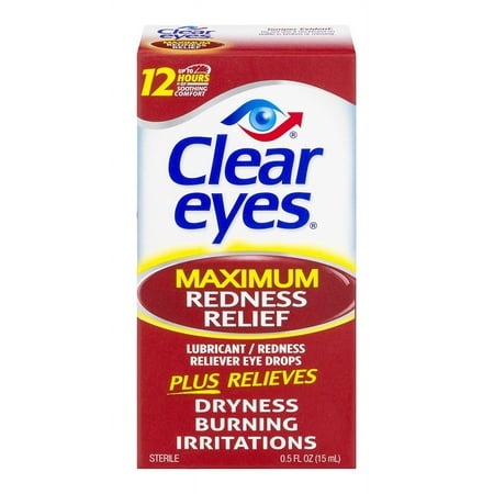 2 Pack Clear Eyes Maximum Strength Redness Relief Eye Drops 0.5oz Each