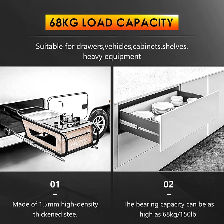 PHWALK 24 Inch Heavy Duty Drawer Slides - 150 Lb Capacity, Full Extension Ball Bearing Slides With Lock