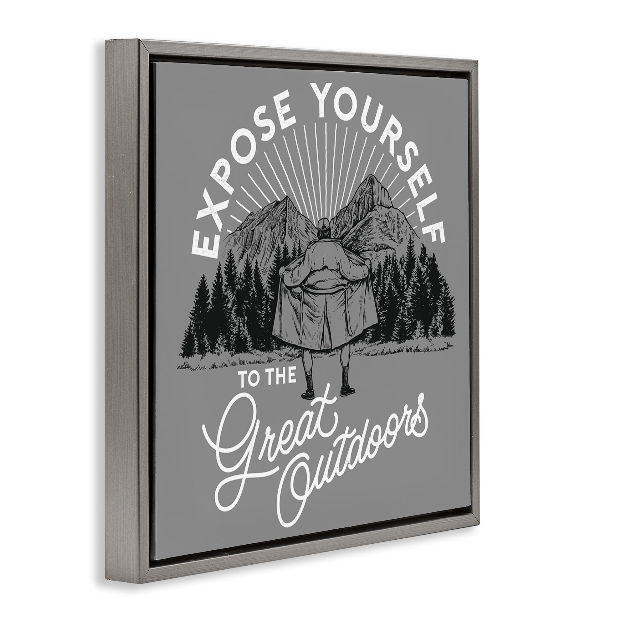 Stupell Industries Expose Yourself Funny Novelty Painting Gray Floater Framed Art Print Wall Art, 25 x 25