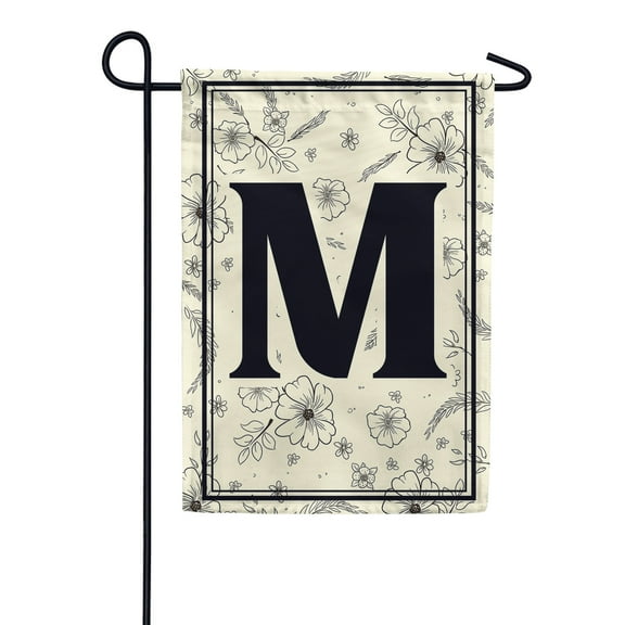 America Forever Spring Monogram Garden Flag Letter M 12.5 x 18 inches Double Sided Vertical Outdoor, Yard, Lawn, Beautiful Flowers, Floral Design, Welcome Spring Seasonal Art