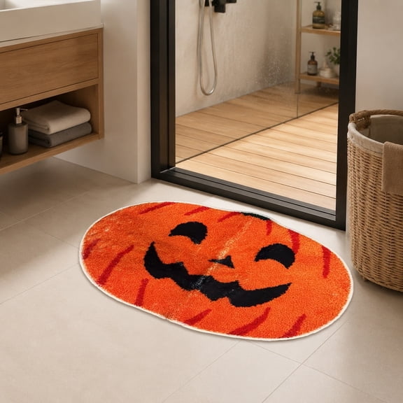 AZXY Jack O Lantern Pumpkin Halloween Decor Doormat Rug, Welcome Front Door Mat, Indoor Outdoor Wear Resistant Mat, Halloween Door Mats for Outside Entry Indoor Entrance Front Decor Doormat