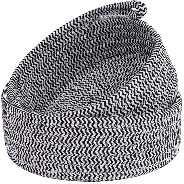 Small Basket Set of 2 Mini Woven Baskets Round Cotton Rope Basket Little Storage Baskets for Organizing Bins Organizer for Nursery Room Decor Kids Baby Dog Toy Keys Snack Drawer Gifts