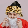 thumbnail image 4 of Gymnture 2PCS Sequin Christmas Santa Hat Leopard Print Trim Hat for Adults Sparkling Plush Xmas Hat for Festive Holiday Celebrations Black, 4 of 10