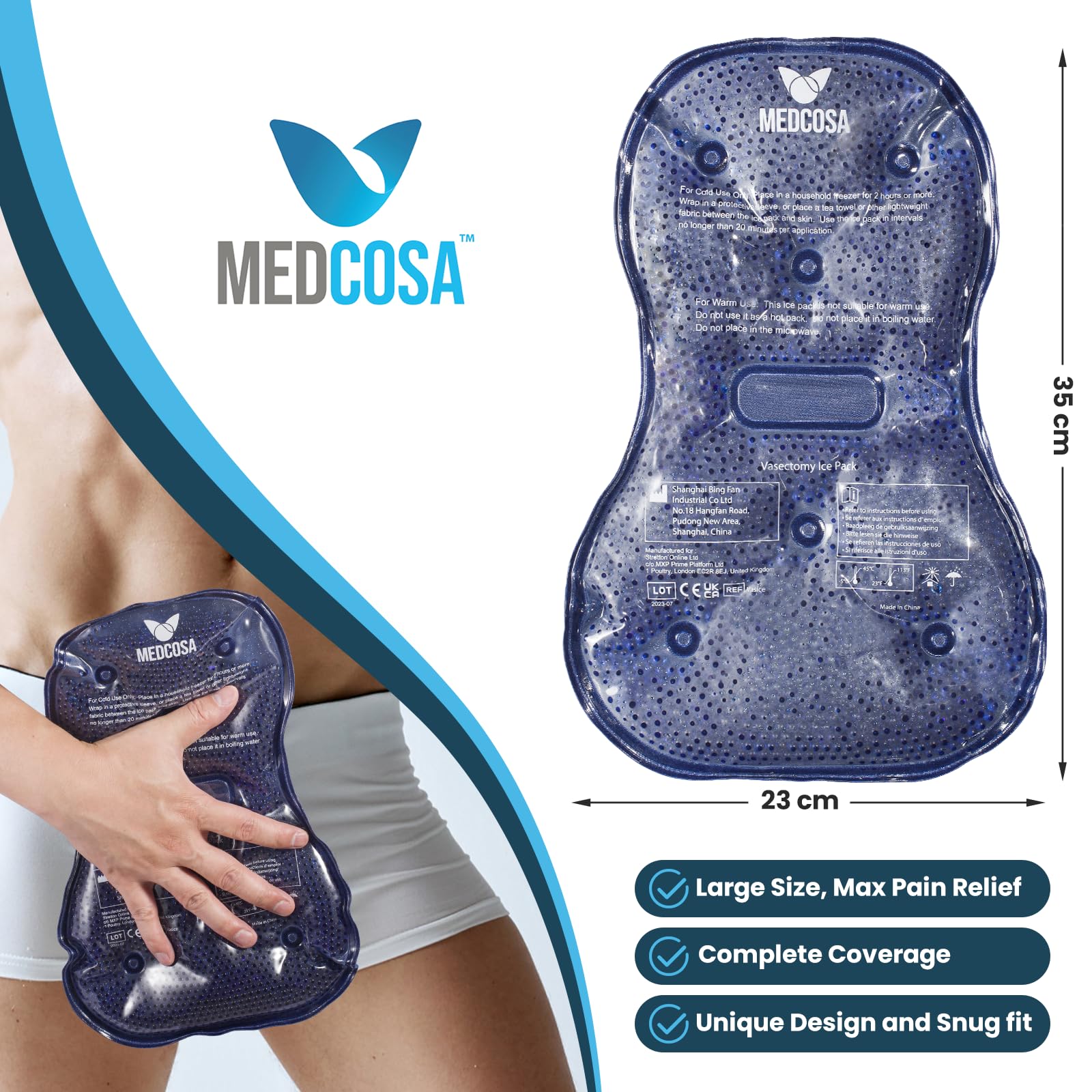 Medcosa Vasectomy Ice Packs - Vasectomy Gifts for Men - Groin Ice Pack - Reusable and Comfortable Velvet Material - Moulds to Body - Remains Cold for 25 Mins