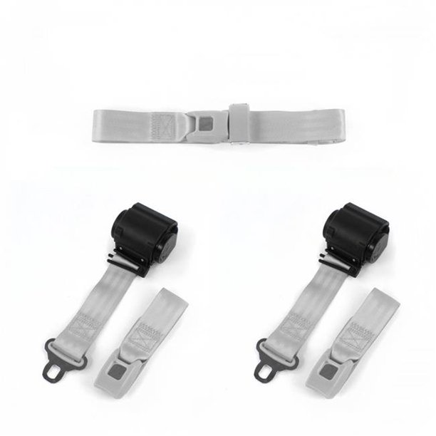 Standard 2 Point Gray Retractable Bench Seat Belt Kit with 3 Belts for