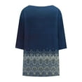 thumbnail image 6 of successthop Floral Blouses for Women Plus Size 3/4 Sleeve Tunic Top Crewneck Curved Hem Shirt Print Tops Loungewear, 6 of 7