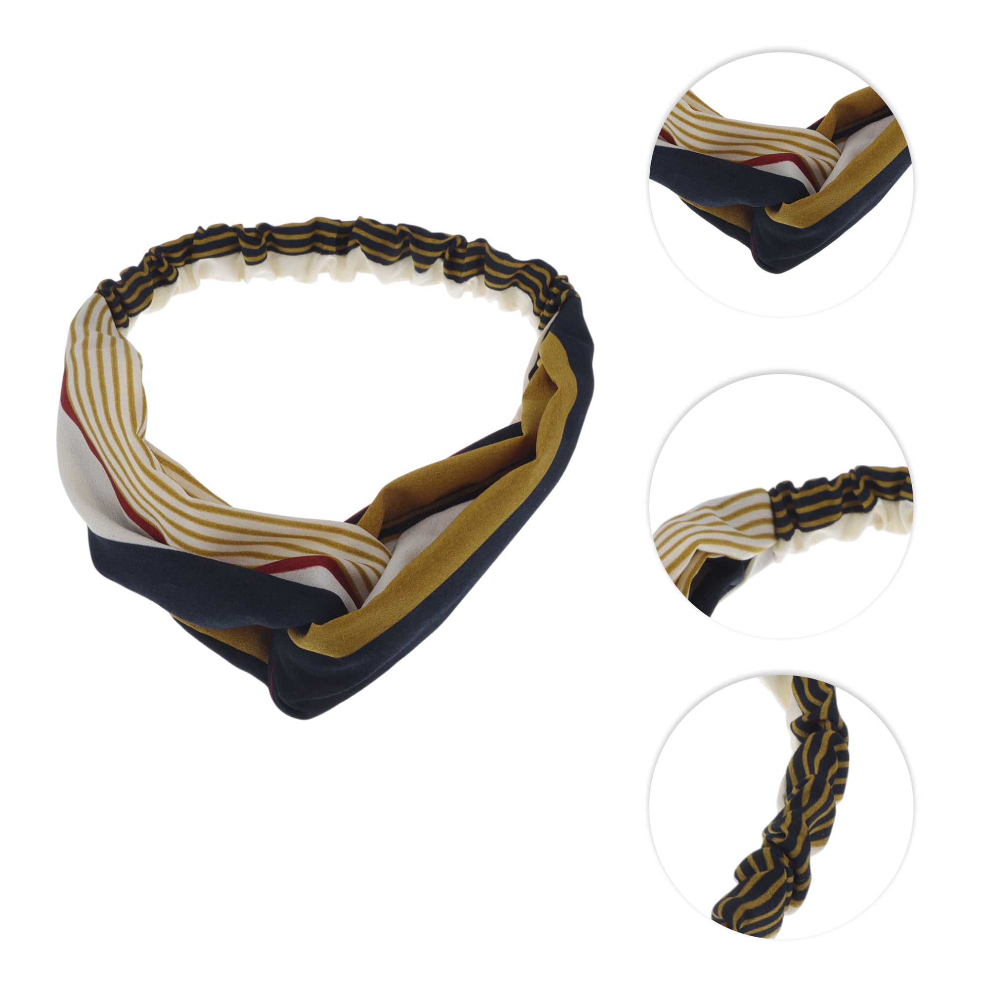 Unique Bargains Fashion Pinstripe Pattern Cross Hairband 1 Pc Army Green Navy Blue