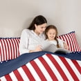 thumbnail image 5 of Homewish Red Blue Stripes Line Full Size Comforter Sets for Kids, Cartoon Stars Print Bedding Comforter Set, American Flag Reversible Bedding Sets, Microfiber Bedroom Decor, 3 Pieces, 5 of 8