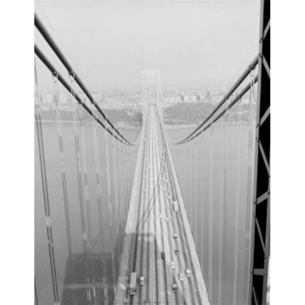 Posterazzi SAL255422597 New York Vue de Haut Angle de Pont George Washington Regardant vers l'Impression d'Affiche Manhattan - 18 x 24 Po.