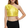 thumbnail image 2 of RMGVDSD Girls Sequin Crop Top Shiny Tees Sleeveless Tank Tops Stage Performance Dance Blouse Holiday Party Wear 9-11 Years, 2 of 3