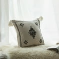 thumbnail image 2 of 16" Throw Pillow Cover with Southwest Tribal Pattern and Corner Tassels, Black & White, 2 of 7