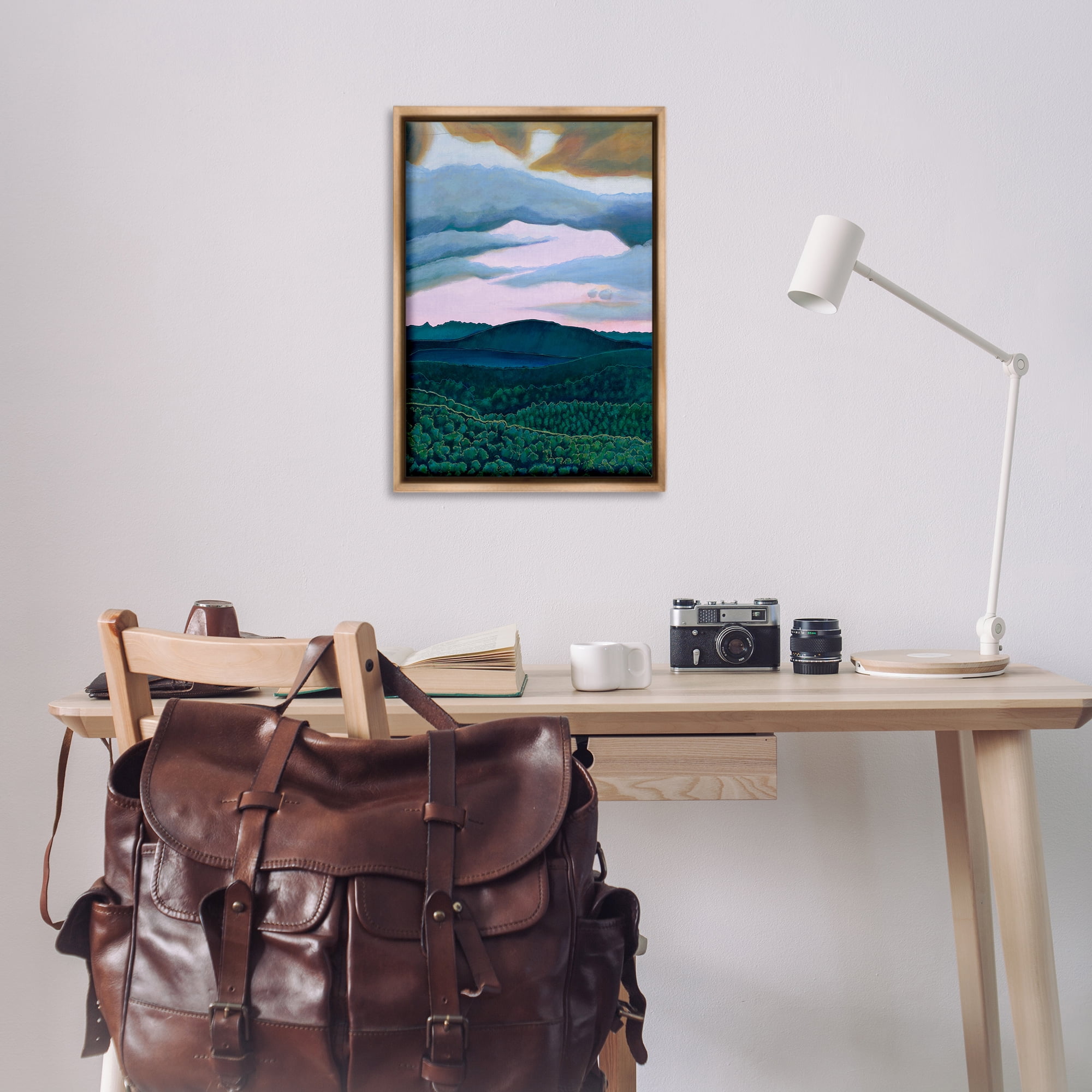 Stupell Industries Mountain Forests From Above Landscape & Nature Painting Brown Floater Framed Canvas Art Print Wall Art, 21 x 31