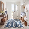 thumbnail image 3 of SAFAVIEH Courtyard Amanda Geometric Indoor/Outdoor Area Rug, 4' x 5'7", Navy/Beige, 3 of 13
