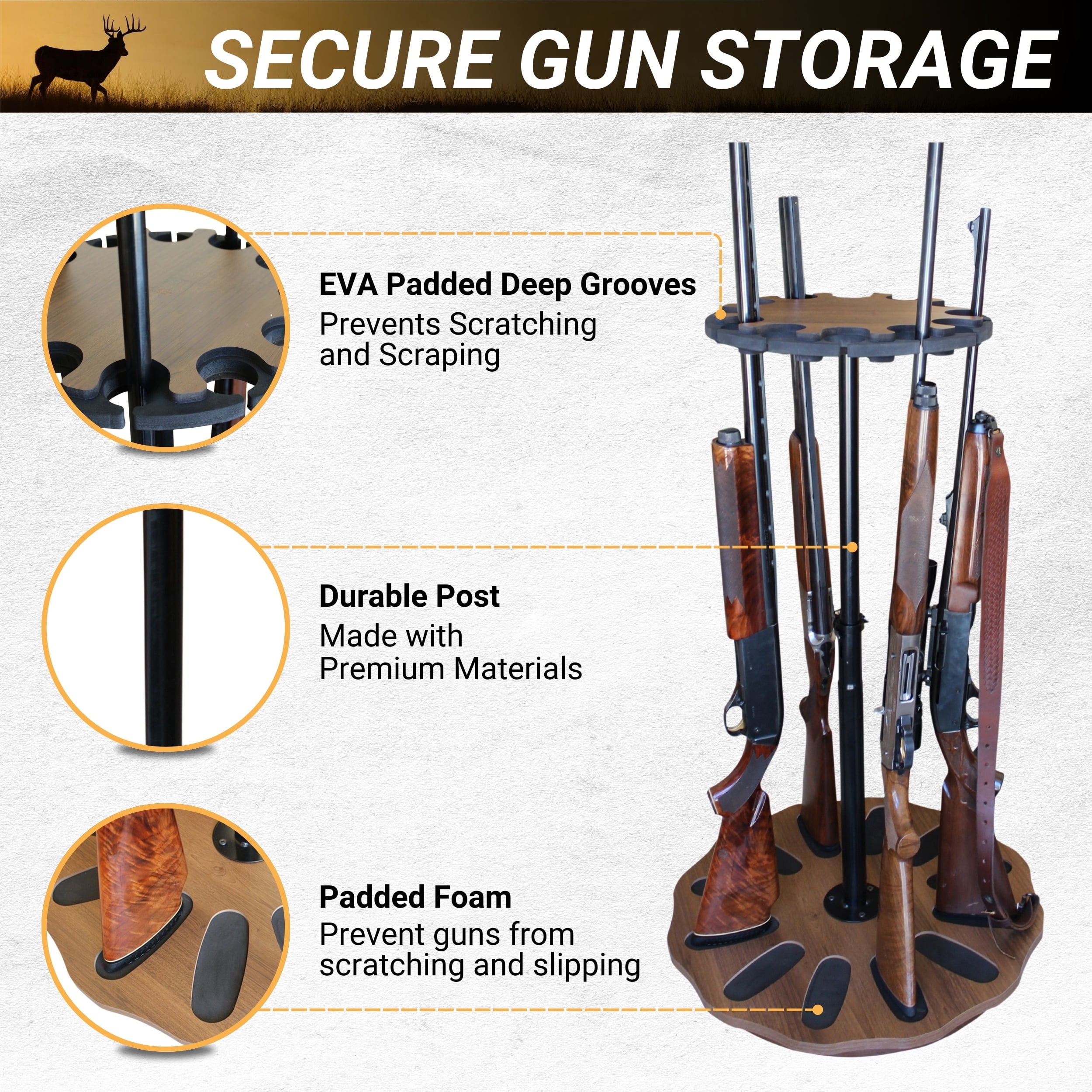 Rush Creek Creations 12 Gun Spinning Storage Rack