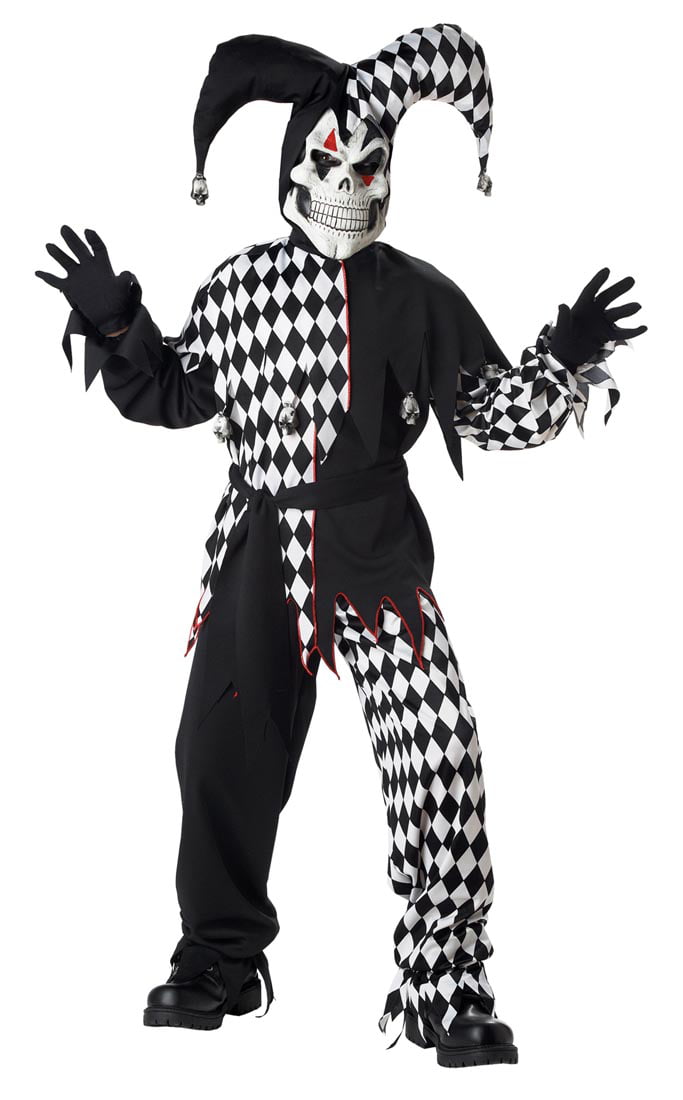 Evil Jester Boys Demon Evil Clown Child Red Black Halloween Costume