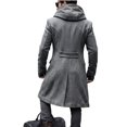 thumbnail image 4 of Trench Coat Men Double Breasted Business Wrap Hooded Long Jacket With Pockets Casual Knee Length Winter Overcoats, 4 of 5
