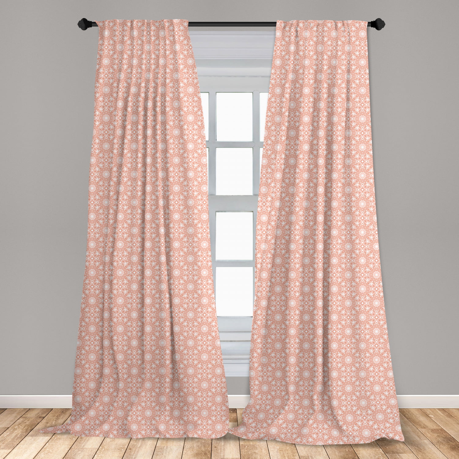 Coral Microfiber Curtains 2 Panel Set Living Room Bedroom in 3 Sizes 