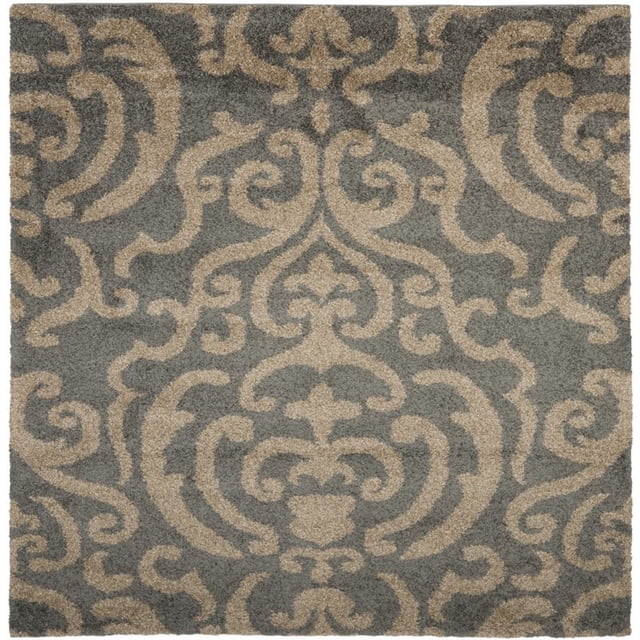 Safavieh Florida Shag Collection SG462-8013 Grey and Beige Square Area Rug (4' Square)