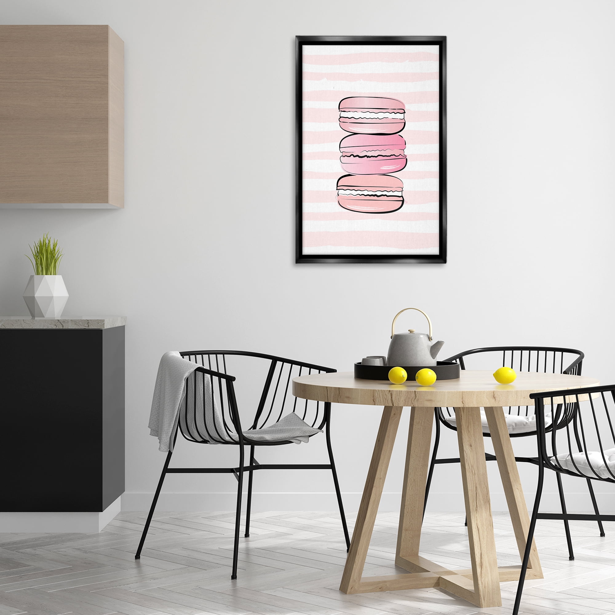 Stupell Industries Blush Pink Macarons Food & Beverage Painting Black Floater Framed Art Print Wall Art, 21 x 31