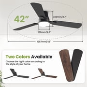 42 Modern Ceiling Fans with Light - 6 Speed, Remote Control, Reverse Airflow, LED Bulb, Flush Mount for Bedroom Living Room