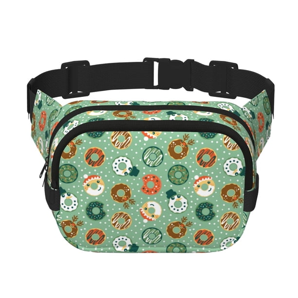 Disketp Christmas Donuts Riñonera de Doble Capa, Bolsa de Cintura Ajustable para Viajes, Correr y Senderismo, Riñonera Ligera para Hombre y Mujer