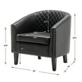 thumbnail image 3 of 29" W Faux Leather Barrel Chairs Set of 2, Modern PU Upholstered Tufted Club Chairs with Nailhead Trim, Small Armchairs Accent Chairs for Living Room Bedroom Apartment Lounge Nursery,Jet Black, 3 of 9