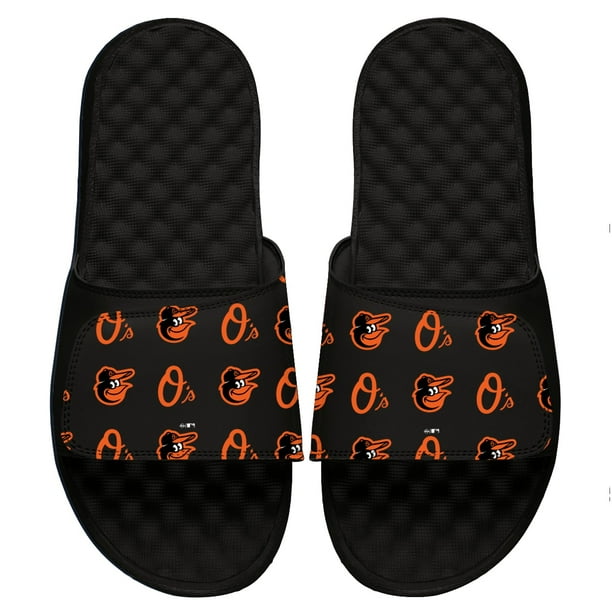 Men's ISlide Black Baltimore Orioles Loudmouth Logo Slide Sandals Men's ISlide Black Baltimore Orioles Loudmouth Logo Slide Sandals