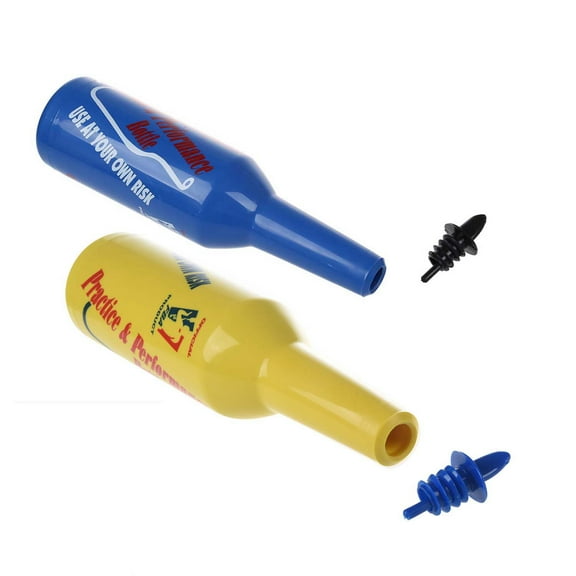 2x Flair Bartender Bartending Practice Bar Pub Bottle Wine Cocktail Shaker - Yellow & Blue