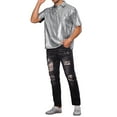 thumbnail image 2 of INSPIRE CHIC Metallic T-Shirt for Men's Short Sleeves Hipster Shiny Disco Golf Polo Shirts, 2 of 5