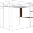thumbnail image 3 of Size Metal Loft Bed, White - Incorporates 2 Shelves And Desk For Efficiency Full Size Equipped With Optimal Storage, 3 of 7