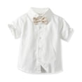 thumbnail image 4 of LWNYDPLSD Kids 3 Piece Suits Set Formal Gentleman Tuxedo Suit for Newborn Boy Wedding Graduation Dress Suit with Checkered Striped Vest+Shorts+Bowtie Button Down Short Sleeved Shirt Outfits, 4 of 7