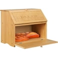 thumbnail image 3 of Vintage Double Layer Large Bread Box for Kitchen Counter, Retro Design Wooden Large Capacity Bread Storage Bin (Natural Bamboo), 3 of 14