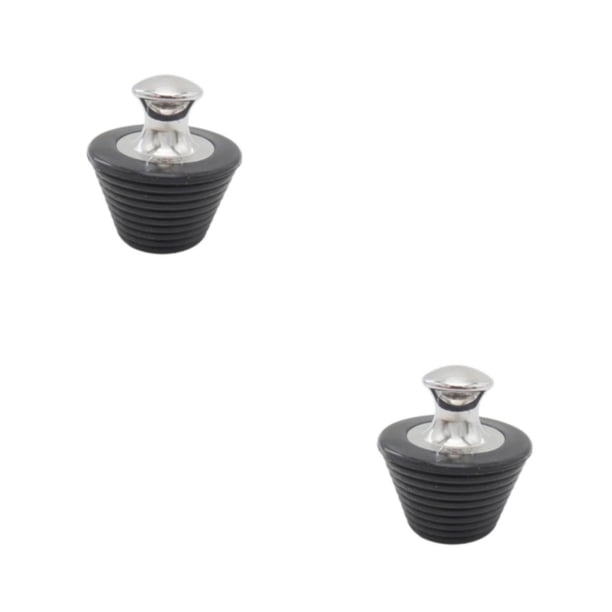 Matsuzay Silicón del enchufe de la bañera del amplio del gel de sílice con la manija durable del acero inoxidable para la bañera Tapón de silicona negro 2Conjunto