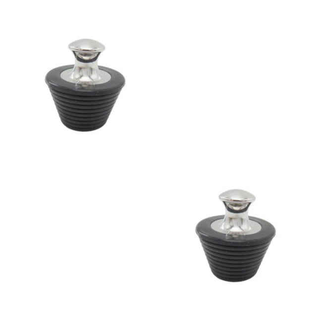 Yuarrent Tapón de silicona para bañera de aplicación amplia de gel de sílice con mango de acero inoxidable duradero para tapón de silicona Tapón de silicona negro 2Conjunto