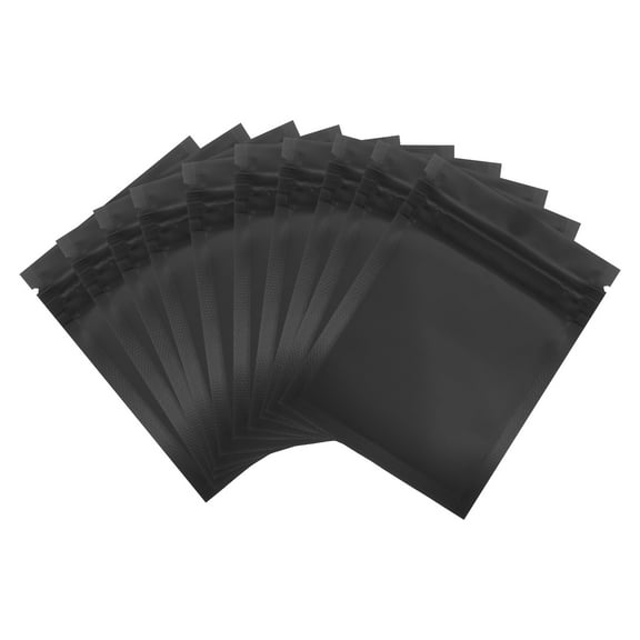 Uxcell Resealable Packaging Bags for Small Business, Matte Smell Proof Bags Aluminum Sealable Foil Flat Zipper Lock Pouch Black