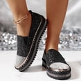 thumbnail image 3 of Women's Fashion Rhinestone Slip On Sneakers Comfortable Non Slip Walking Shoes Glitter Platform Loafers Black Size 9.5, 3 of 7