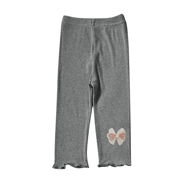 Odeerbi 1-7 Años Niñas Mallas de Punto de Canalé Con Ribete de Lechuga Mallas Elásticas Capris Pantalones de Verano Casual Cintura Elástica Pantimedias Recortadas
