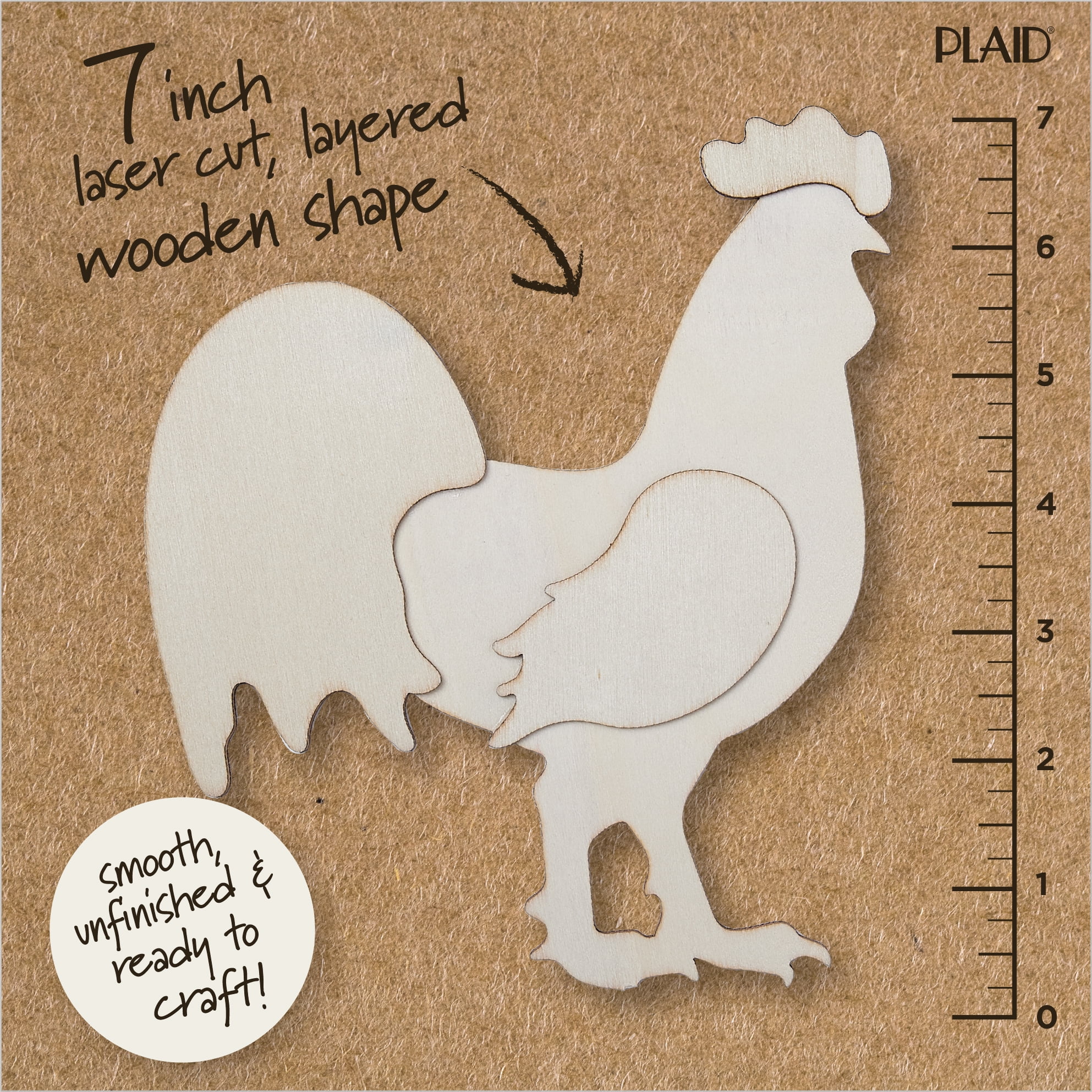 Rooster Shape Unfinished Wood Craft Shapes Variety of Sizes