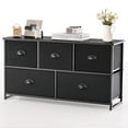 thumbnail image 1 of YKITRDA 5 Drawer Dresser TV Stand, Fabric Storage Chest with Metal Frame, Wide Top Holds TV up to 50 Inch, Clothes Organizer for Bedroom Living Room Entryway, Black, 1 of 10