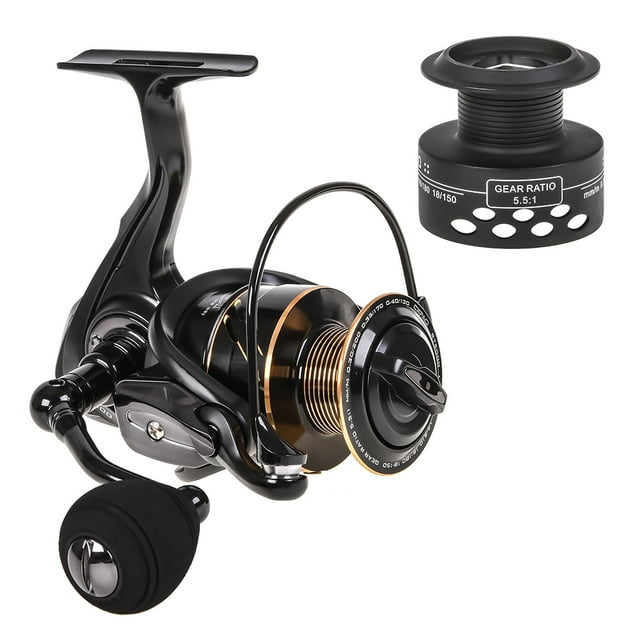 CAPACI RT5000 Moulinet de Pêche Spinning avec 13+1 Roulements à Billes, Construction Aluminium-Métal, Rapport de Transmission 5,5:1, Traîne Max 7,5 kg, CAPACIté de Ligne 0,30 Mm/200 m, Conception Légère 303 g