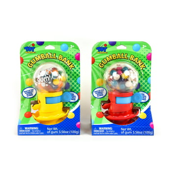 Toymendous Mini Novelty Gumball Machine for Children, Gumballs Included (Colors May Vary)