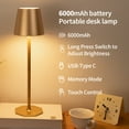 thumbnail image 3 of 2 Pack Rechargeable Table Lamps Cordless Table Lights - 6000mAh Battery Operated Touch Night Light Lamp Wireless Portable Desk Lamp For Table Restaurant Bedroom Patio(Golden), 3 of 8