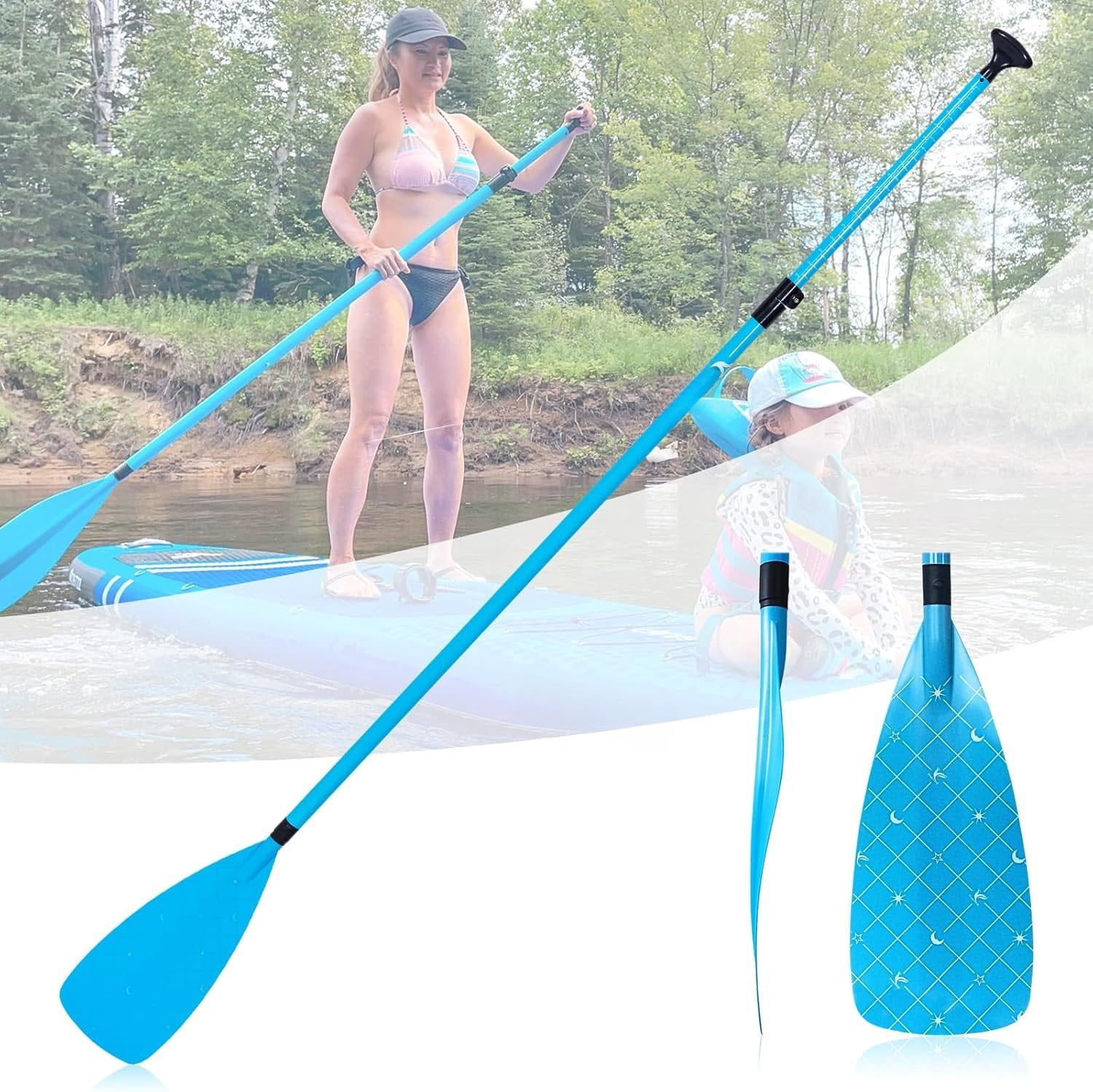 Fiberglass Paddle Board Paddle Effortless Adjustment & Transport Sup Paddle Lever Lock Kayak Paddle