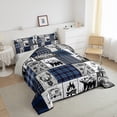 thumbnail image 3 of jejeloiu Happy Camping Bedding Comforter Set,Safari Bear Deer Twin Comforter Sets,Blue Gray Check Bedding Set For Kids,Microfiber Bedroom Decor Reversible,2pcs, 3 of 8
