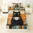 thumbnail image 4 of Manfei Tribal Kitten Twin Sheets, Bohemian Damask Flower Bedding, Orange Cream, 3pcs, 1 Flat Sheet, 1 Fitted Sheet and 1 Pillowcase, 4 of 6